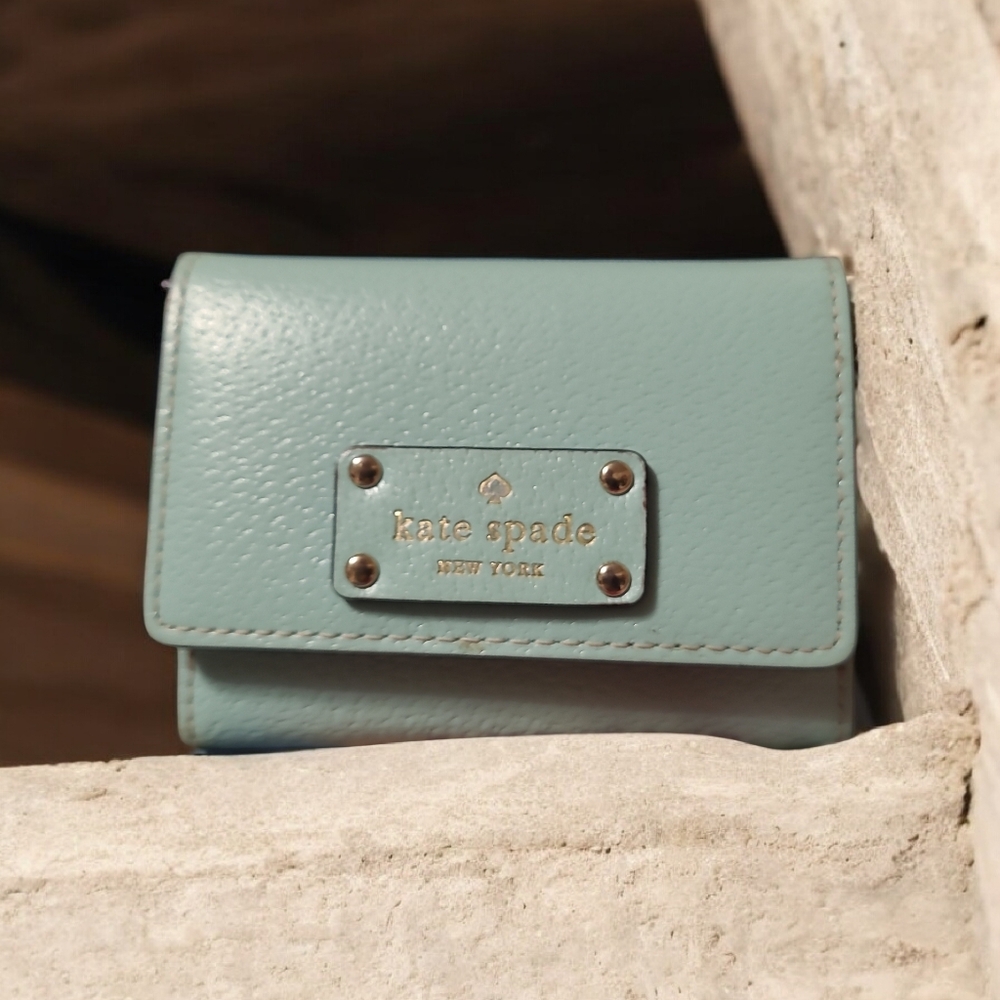 Kate Spade Teal Leather Compact Wallet - Picture 7 of 12